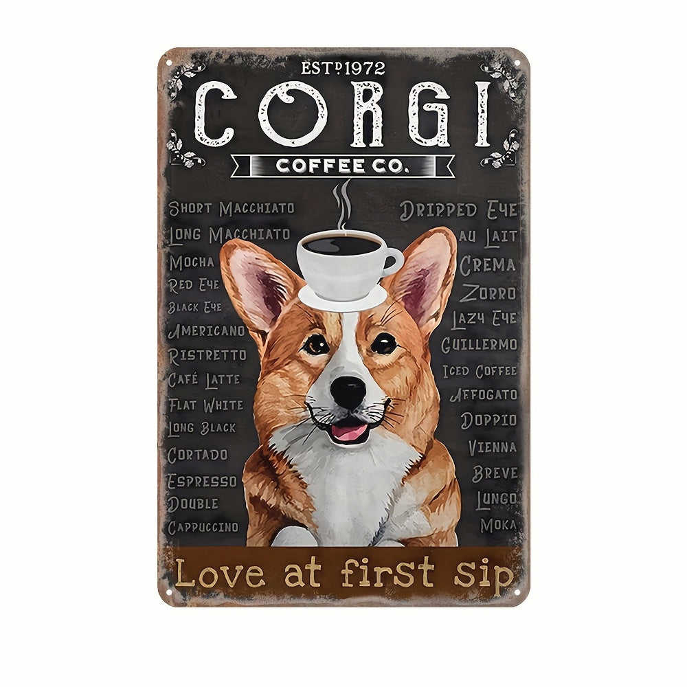 Tin Sign Corgi Dog Retro Decor Metal Sign, 8x12 Inch for Home Wall Decor