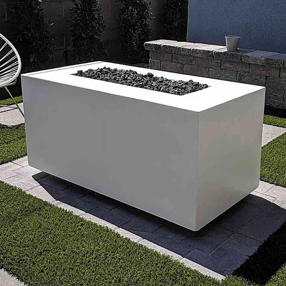 Top Fires Pismo 48-Inch Rectangular GFRC Gas Fire Pit with Flame Sense Ignition