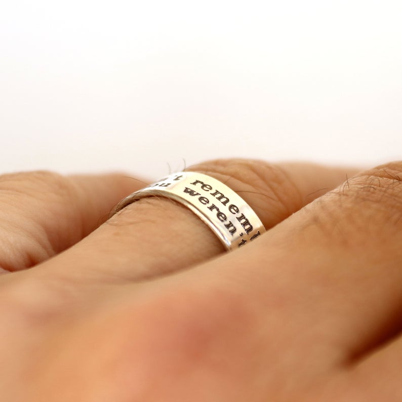Custom Message Ring - Personalized Fathers Day Gift in Sterling Silver