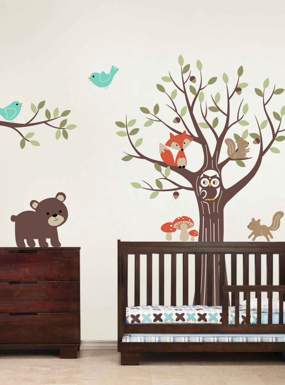 Tree with Forest Friends Wall Decal - Woodland Nursery Decor
