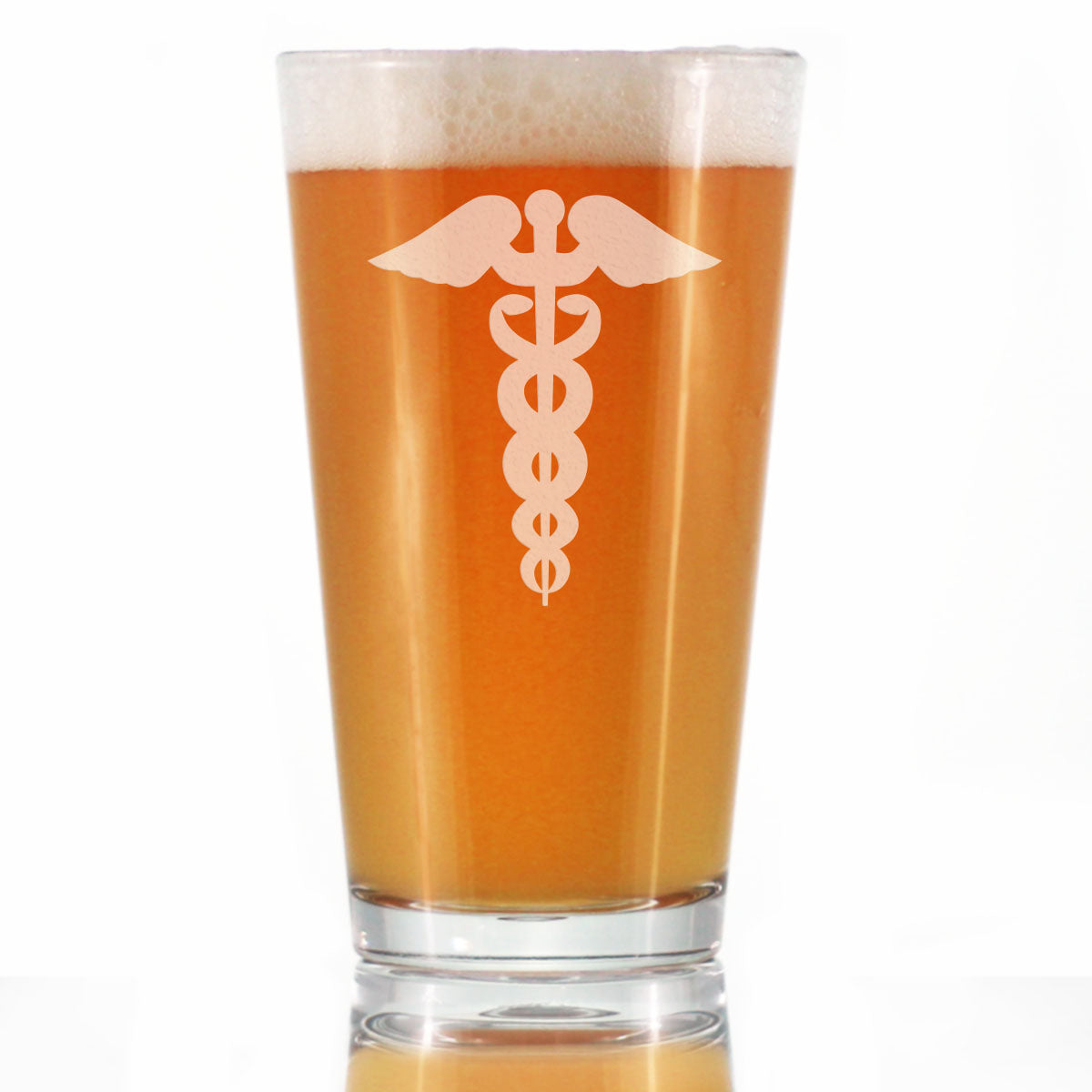 Caduceus Medical Symbol - 16 oz Pint Glass for Beer, Essential for Healthcare Workers