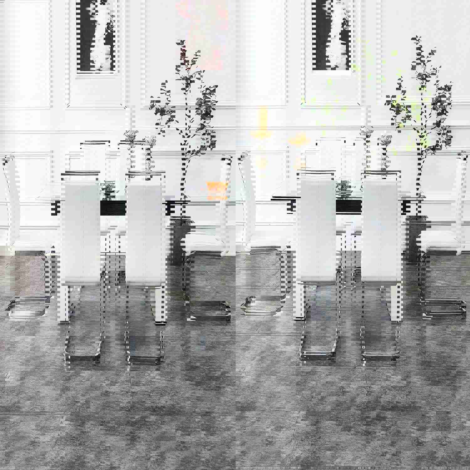 Large Modern Simple Rectangular Glass Dining Table for 6-8 People