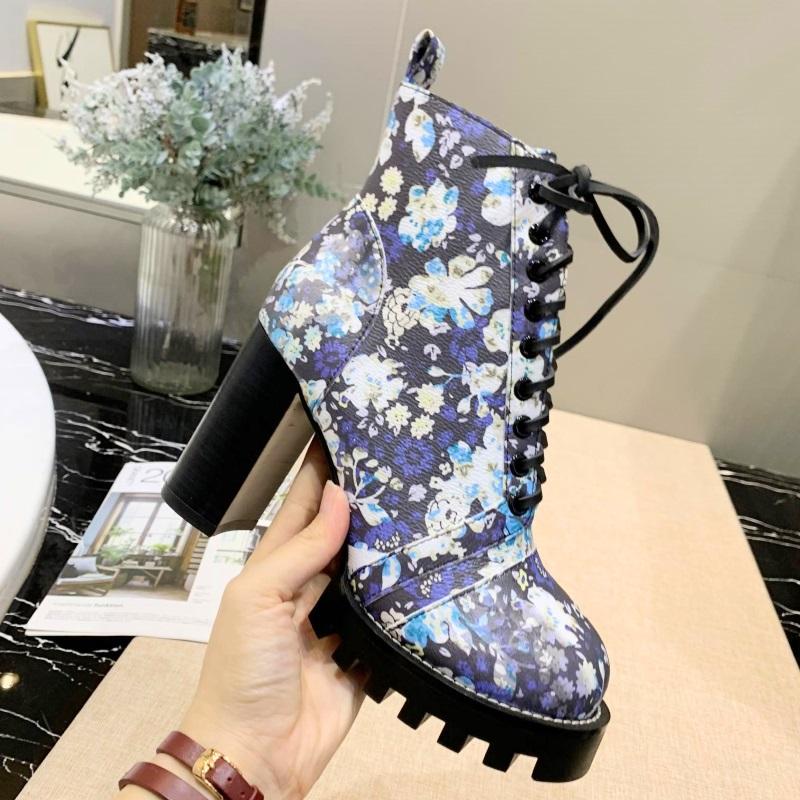 LU Boots with Blue and Pink Floral Design