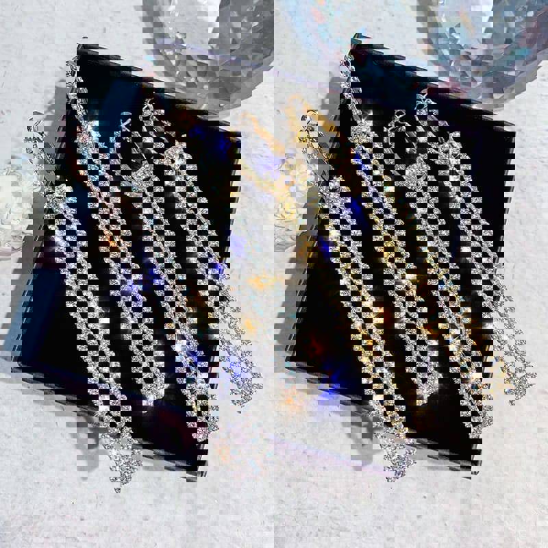 Ladies Hoop Dangle Crystal Earrings - Elegant Wedding & Prom Jewelry