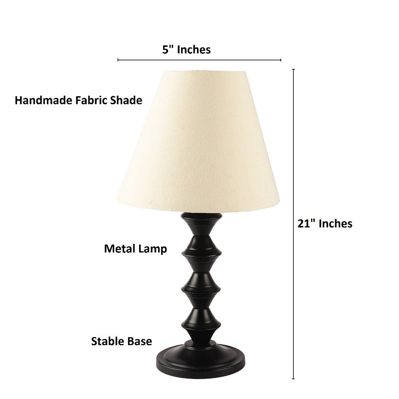 BTR CRAFTS Modern Metal Table Lamp With Conical Cotton Shade