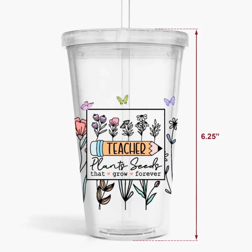 Personalized Custom Acrylic Tumbler - Ideal Gift for Teachers Day, Birthday, and Special Occasions