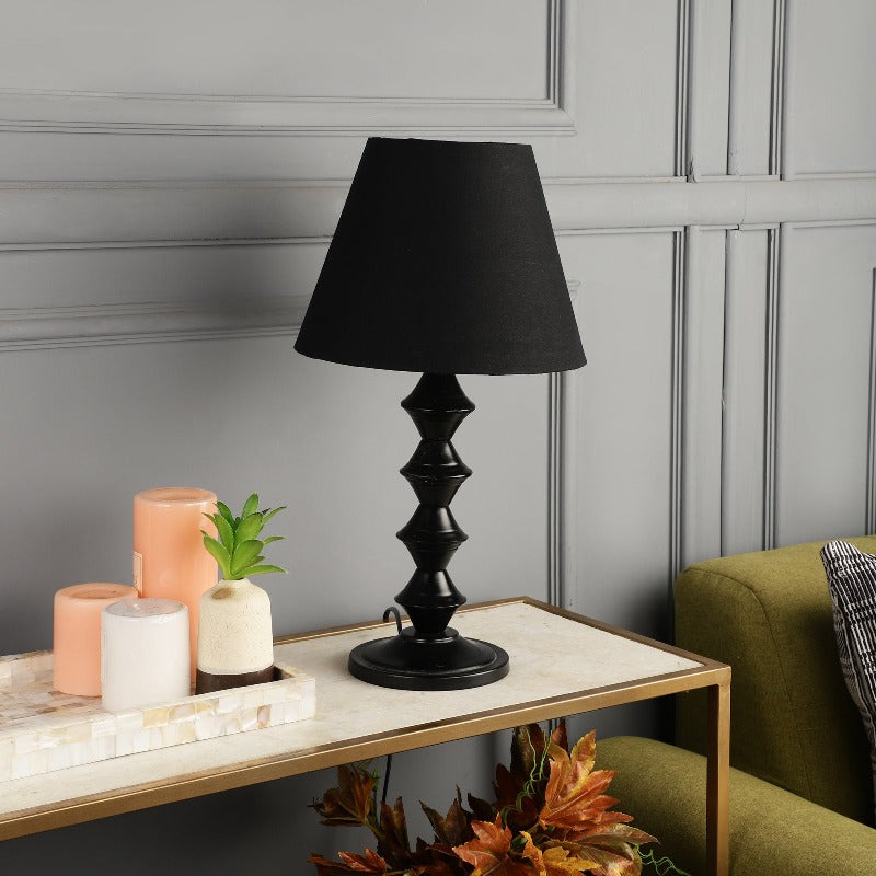 BTR CRAFTS Modern Metal Table Lamp With Conical Cotton Shade