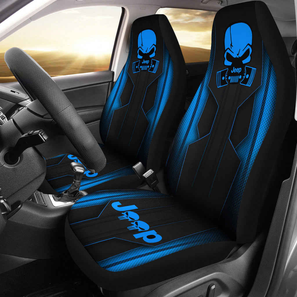 Jeep Skull Cosmos Blue Custom Car Seat Covers - Ci220602-08