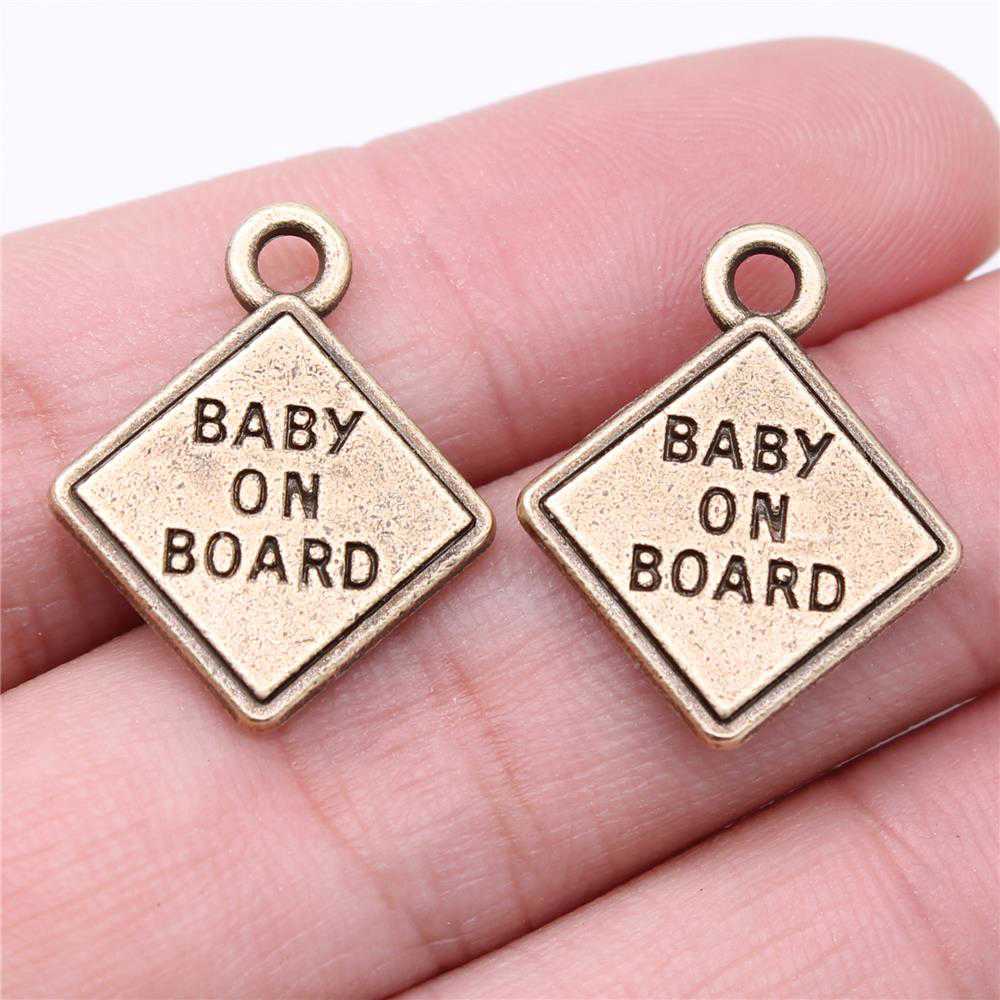 WYSIWYG 10pcs Charms 23x19mm Baby On Board Pendants For DIY Jewelry Making