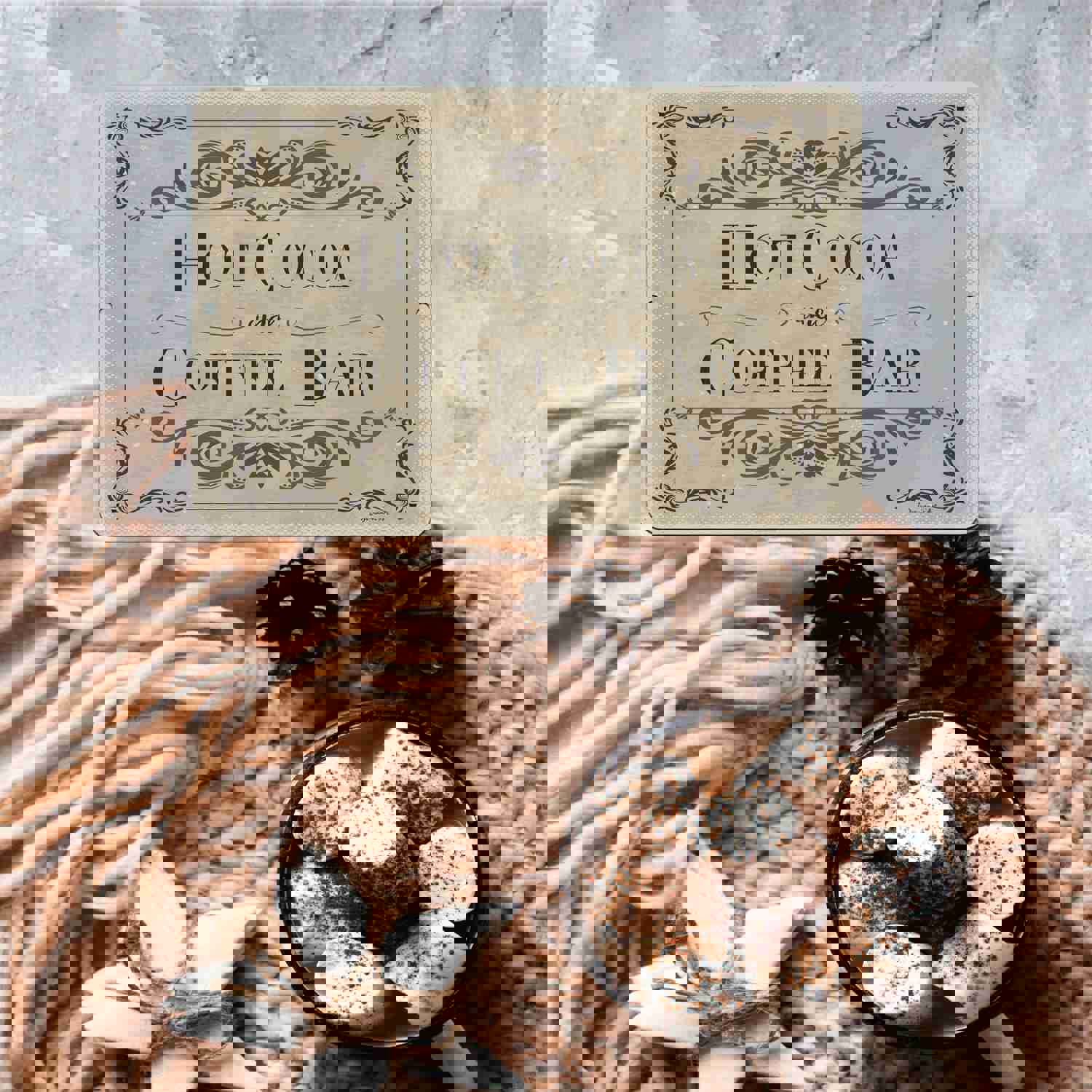 Rustic Metal Hot Cocoa Coffee Bar Sign - Handmade Kitchen Decor