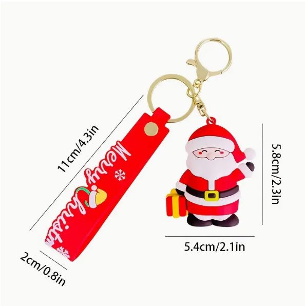 4pcs Christmas Keychain Gift Set - Santa Claus, Reindeer, Snowman Cute Bag Pendants