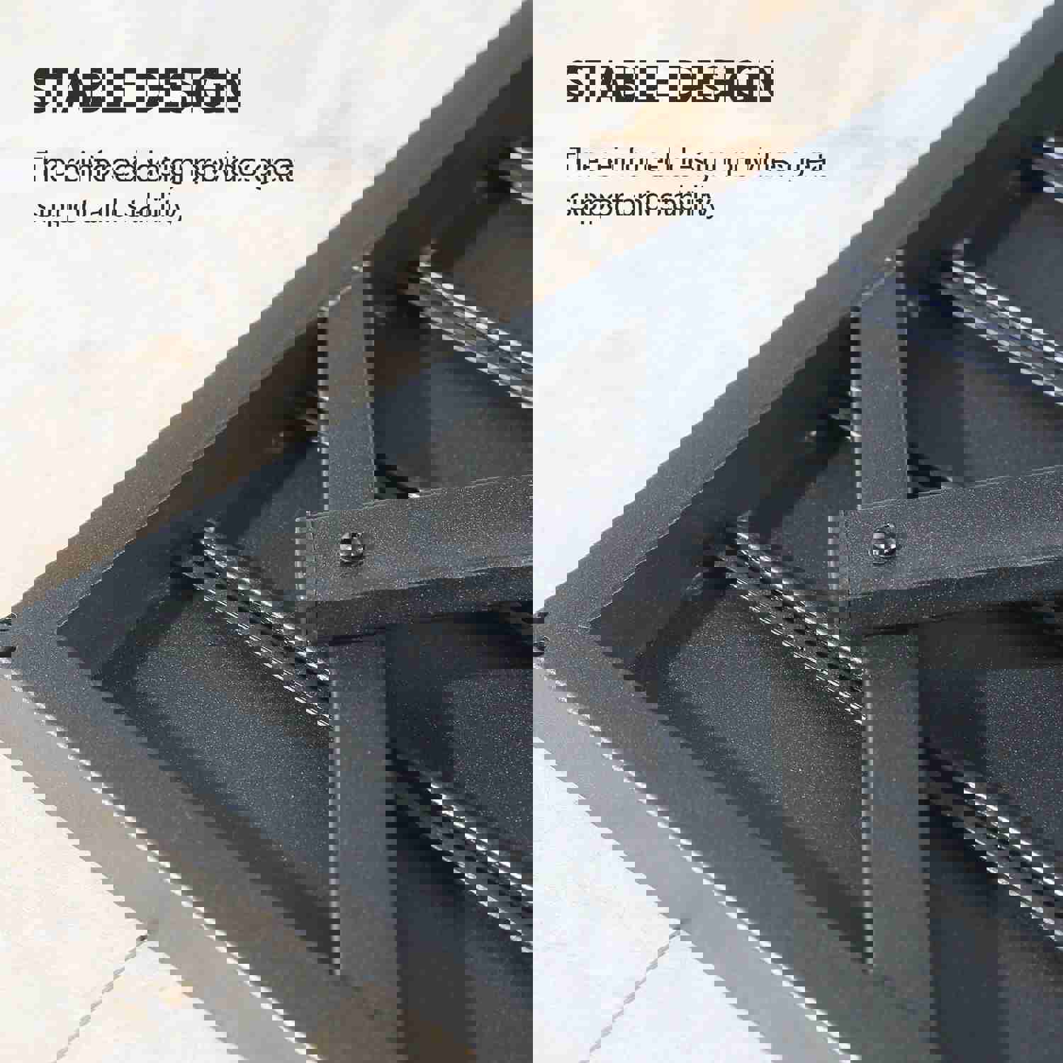 Patio Square Steel Bar Table Outdoor Counter Height Dining Table with Wood-like Grains Tabletop