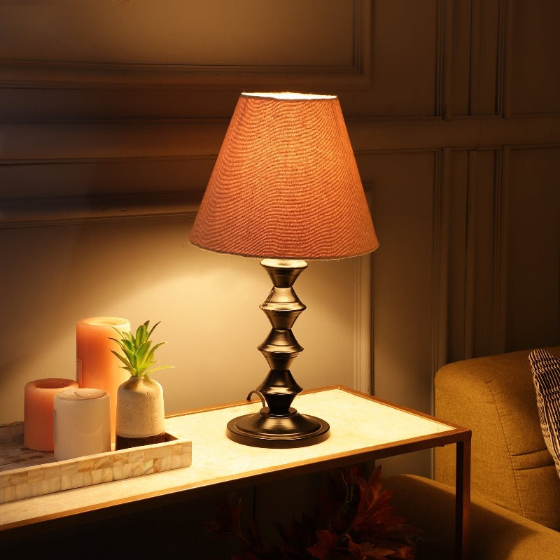 BTR CRAFTS Modern Metal Table Lamp With Conical Cotton Shade