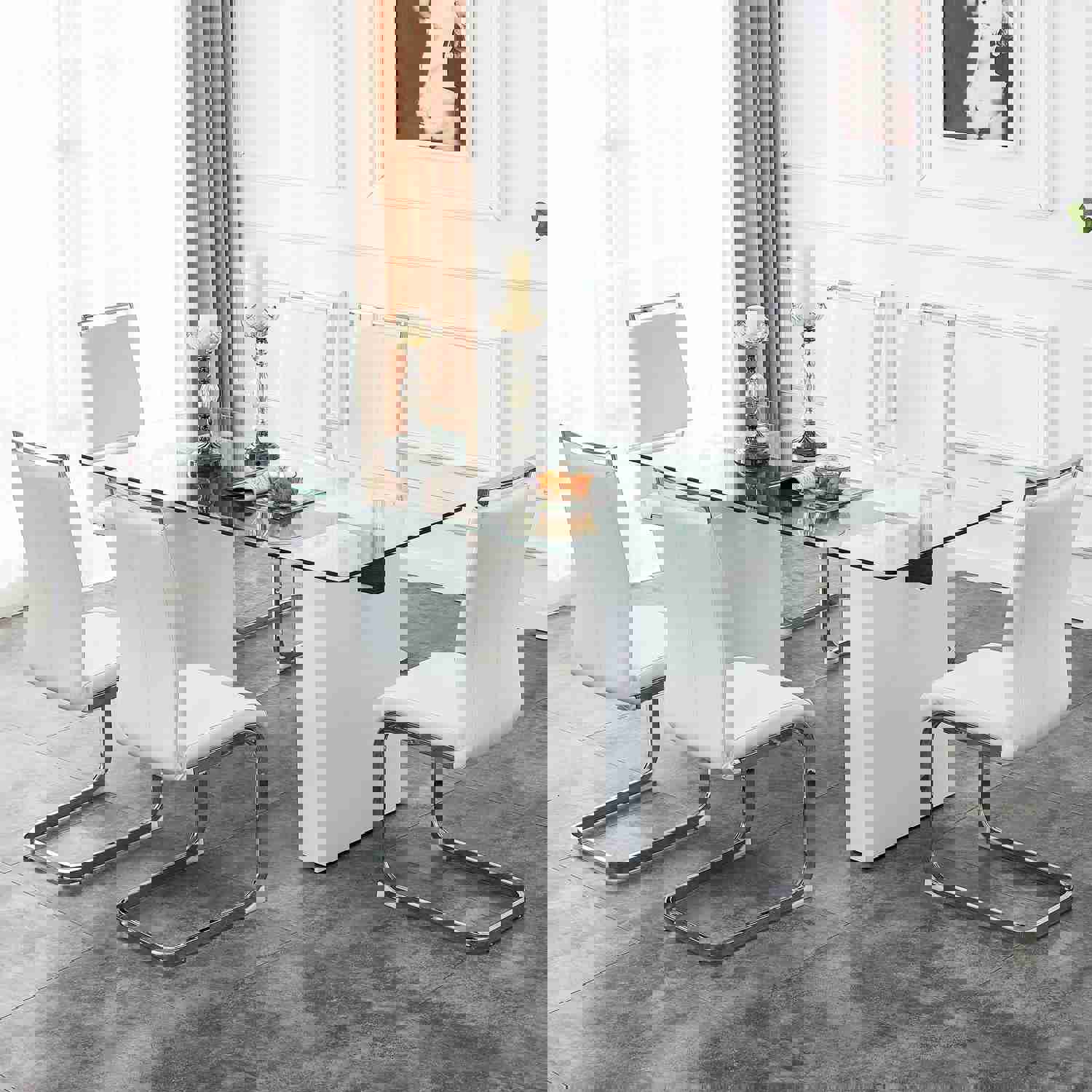 Large Modern Simple Rectangular Glass Dining Table for 6-8 People