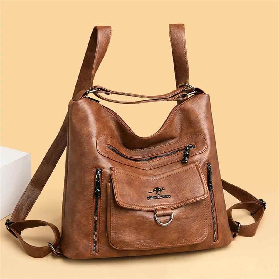 Multifunctional 3 In 1 Cool Backpack For Women - Large Capacity Leather Handbag