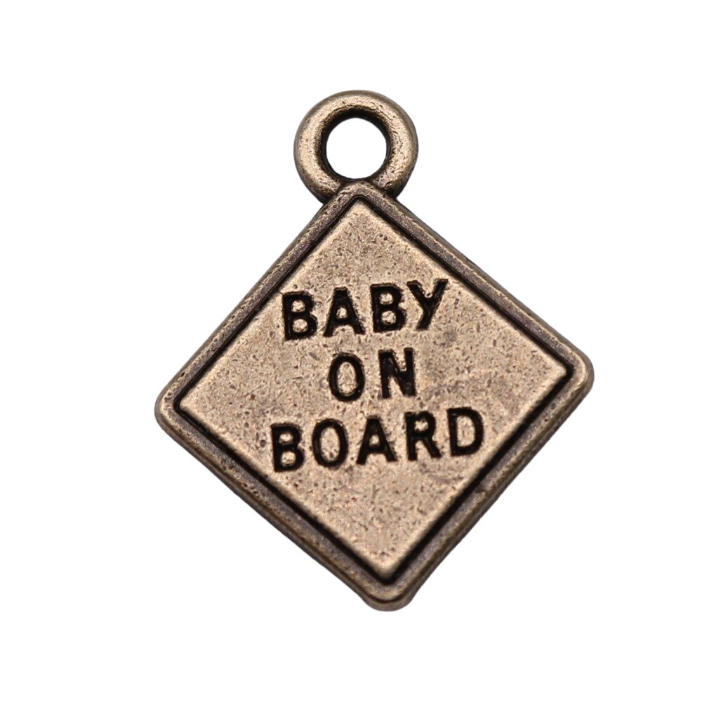 WYSIWYG 10pcs Charms 23x19mm Baby On Board Pendants For DIY Jewelry Making