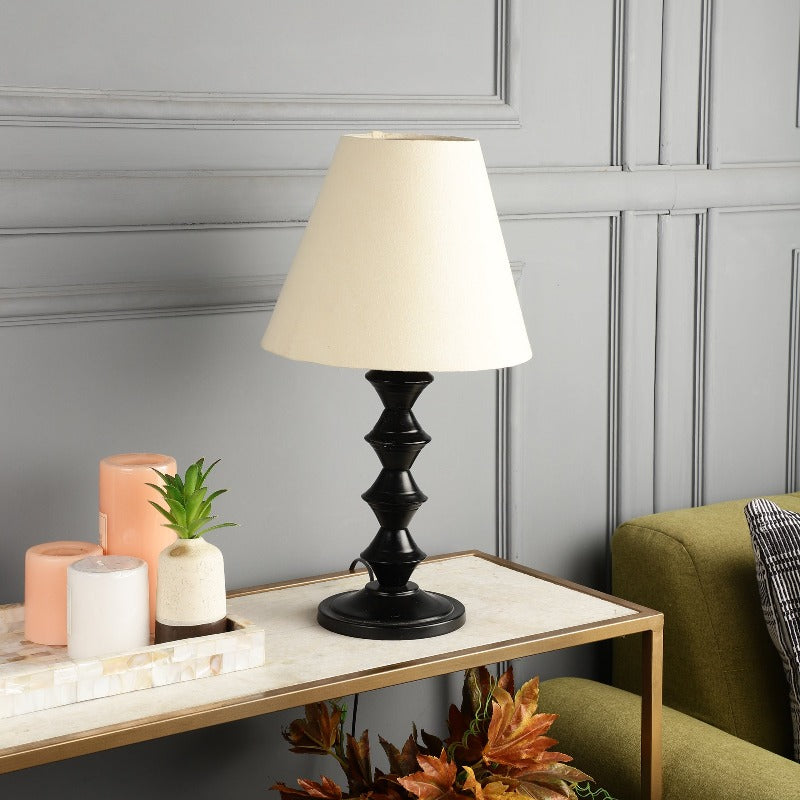 BTR CRAFTS Modern Metal Table Lamp With Conical Cotton Shade