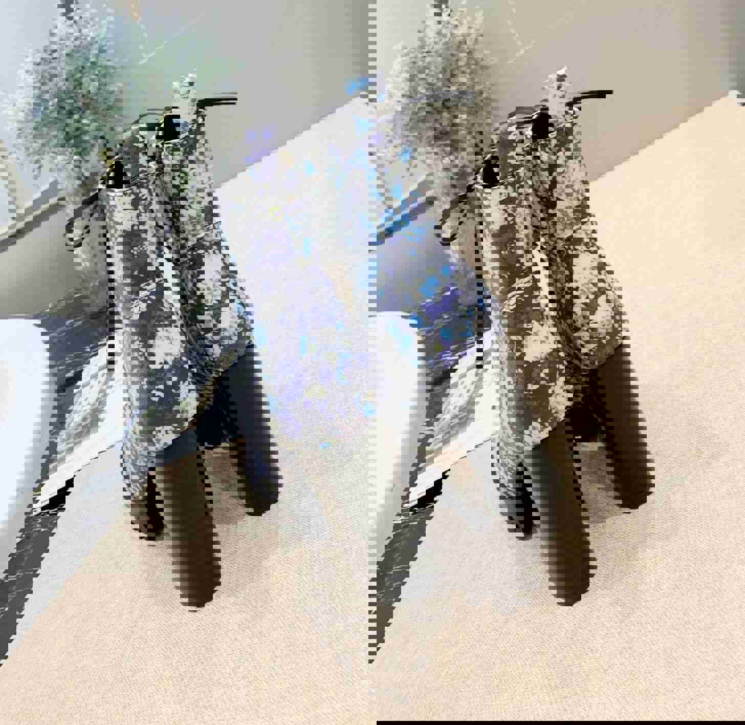 LU Boots with Blue and Pink Floral Design