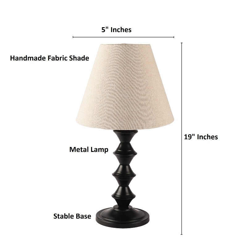 BTR CRAFTS Modern Metal Table Lamp With Conical Cotton Shade