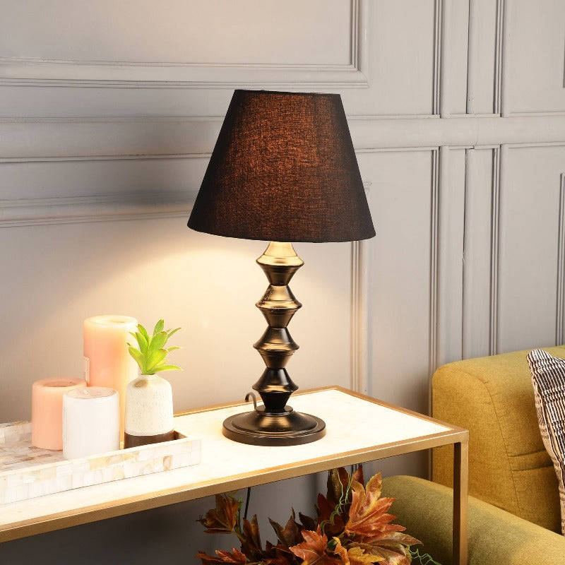 BTR CRAFTS Modern Metal Table Lamp With Conical Cotton Shade