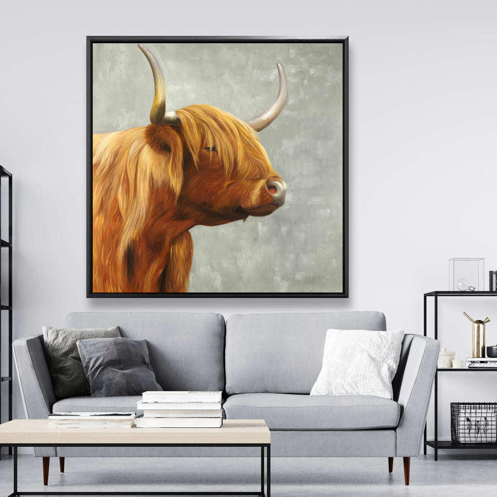 Beautiful Highland Cattle Fine Art Gallery Wrapped Canvas 36x36