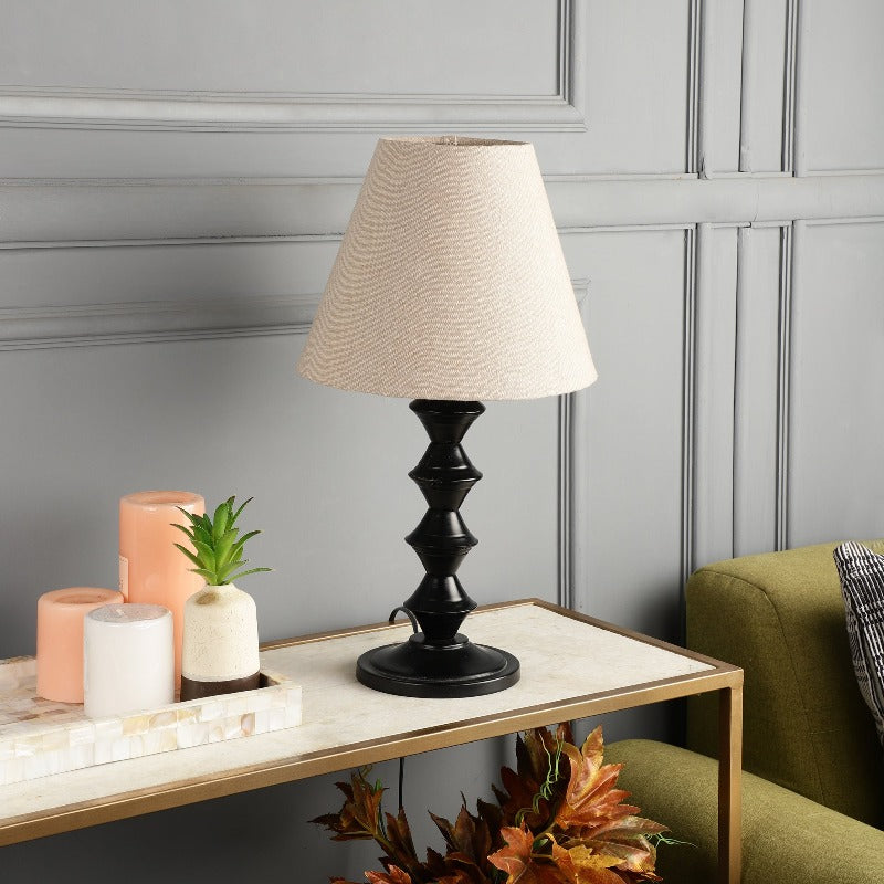 BTR CRAFTS Modern Metal Table Lamp With Conical Cotton Shade