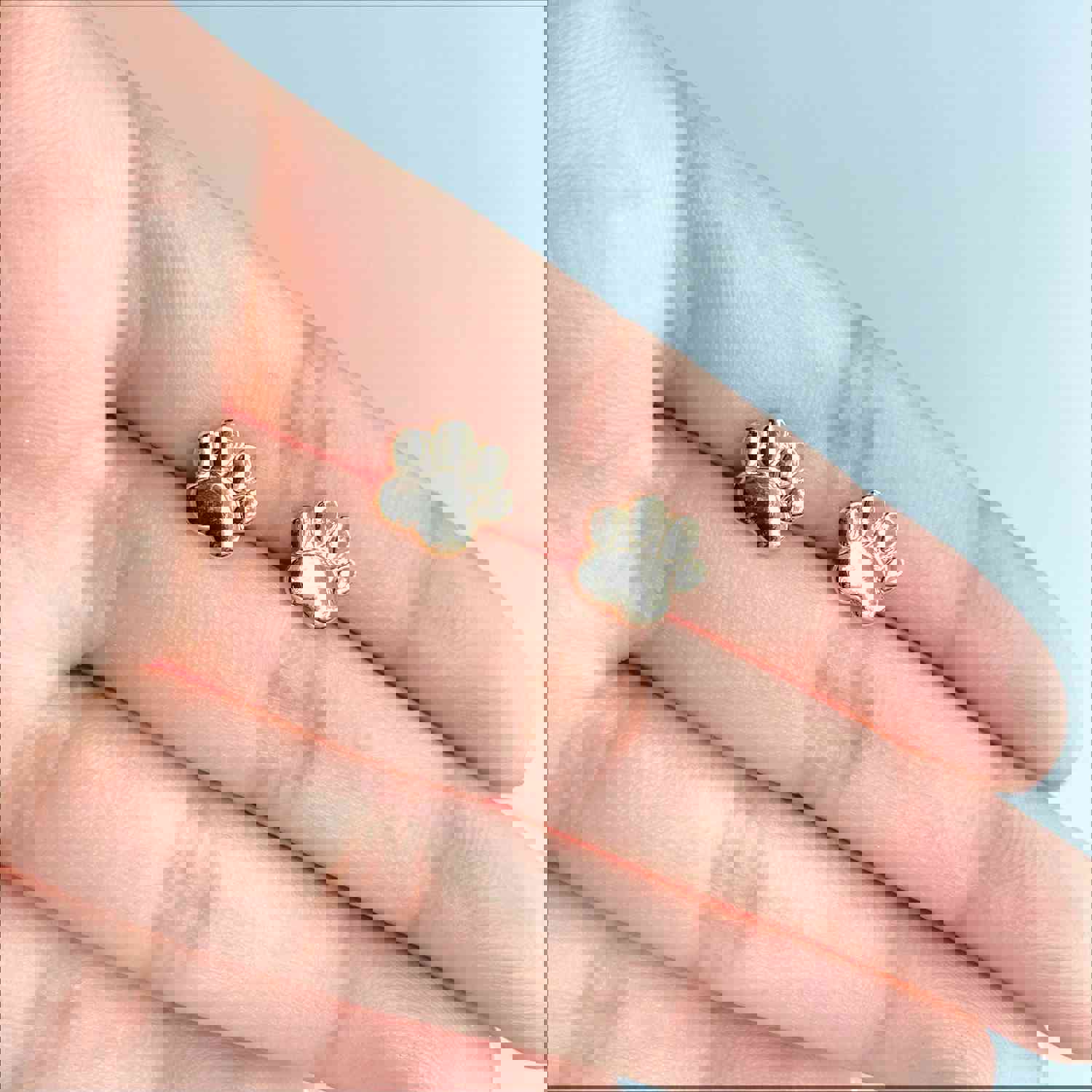 18k Gold Filled Delicate Pet Fingerprint Stud Earrings