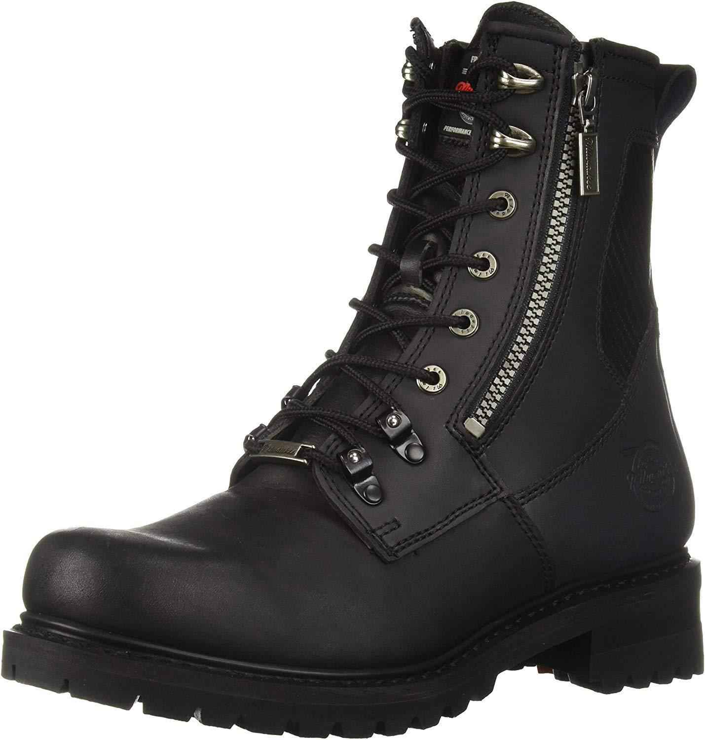 Milwaukee Motorcycle Clothing Company Trooper Leather Mens Motorcycle Boots - Black, Size 10D