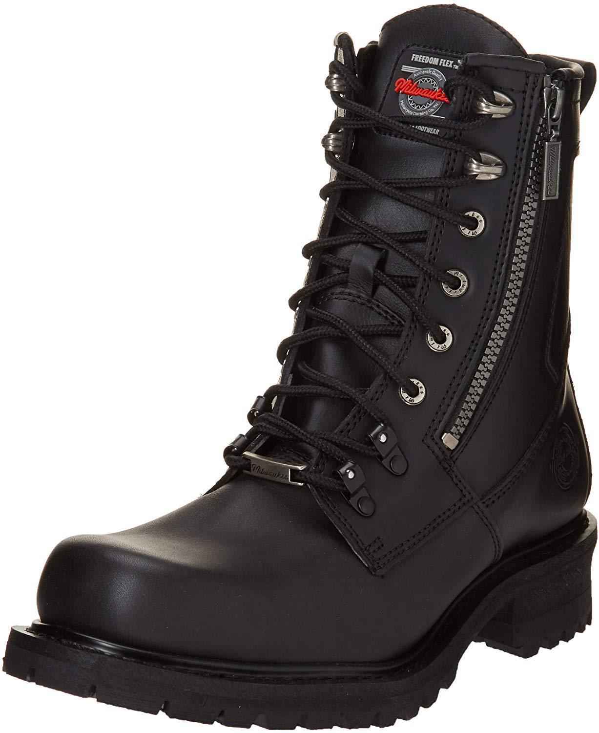 Milwaukee Motorcycle Clothing Company Trooper Leather Mens Motorcycle Boots - Black, Size 10D