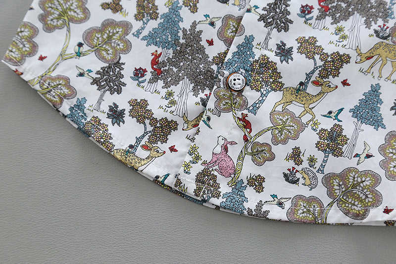 MOF Kids Boys Summer Floral Print Shirt and Shorts Set