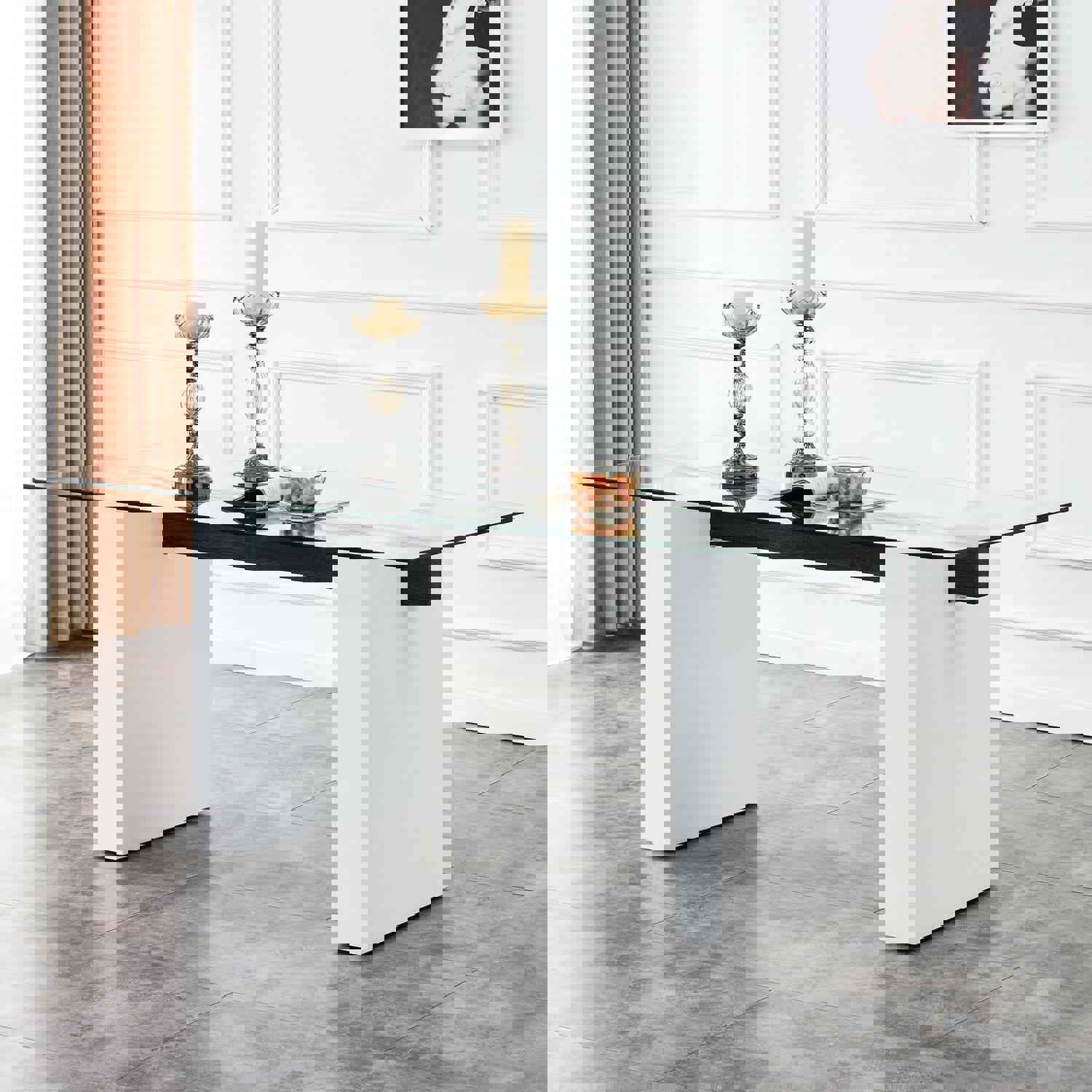 Large Modern Simple Rectangular Glass Dining Table for 6-8 People