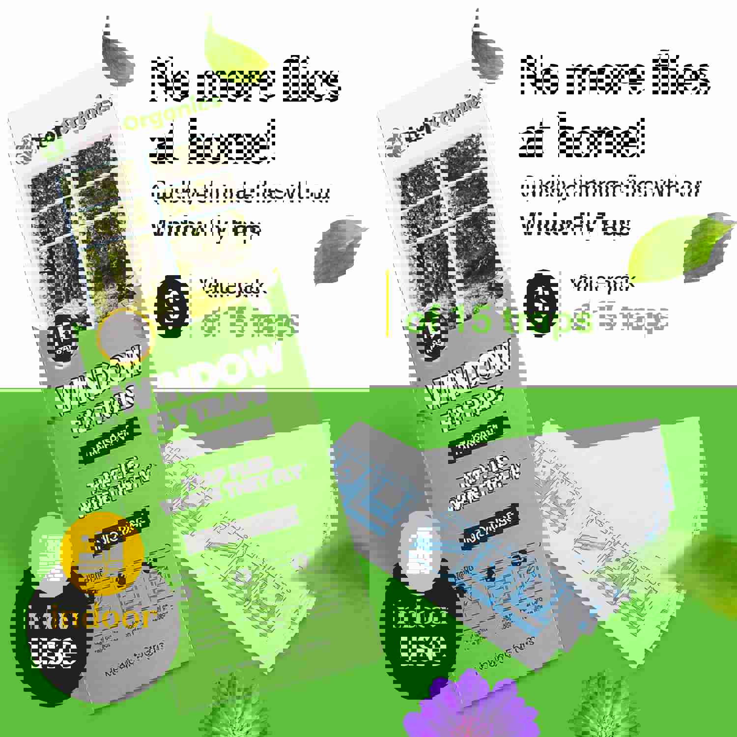 TechOrganics Clear Window Fly Traps - Pack of 30 for Indoor & Outdoor Use