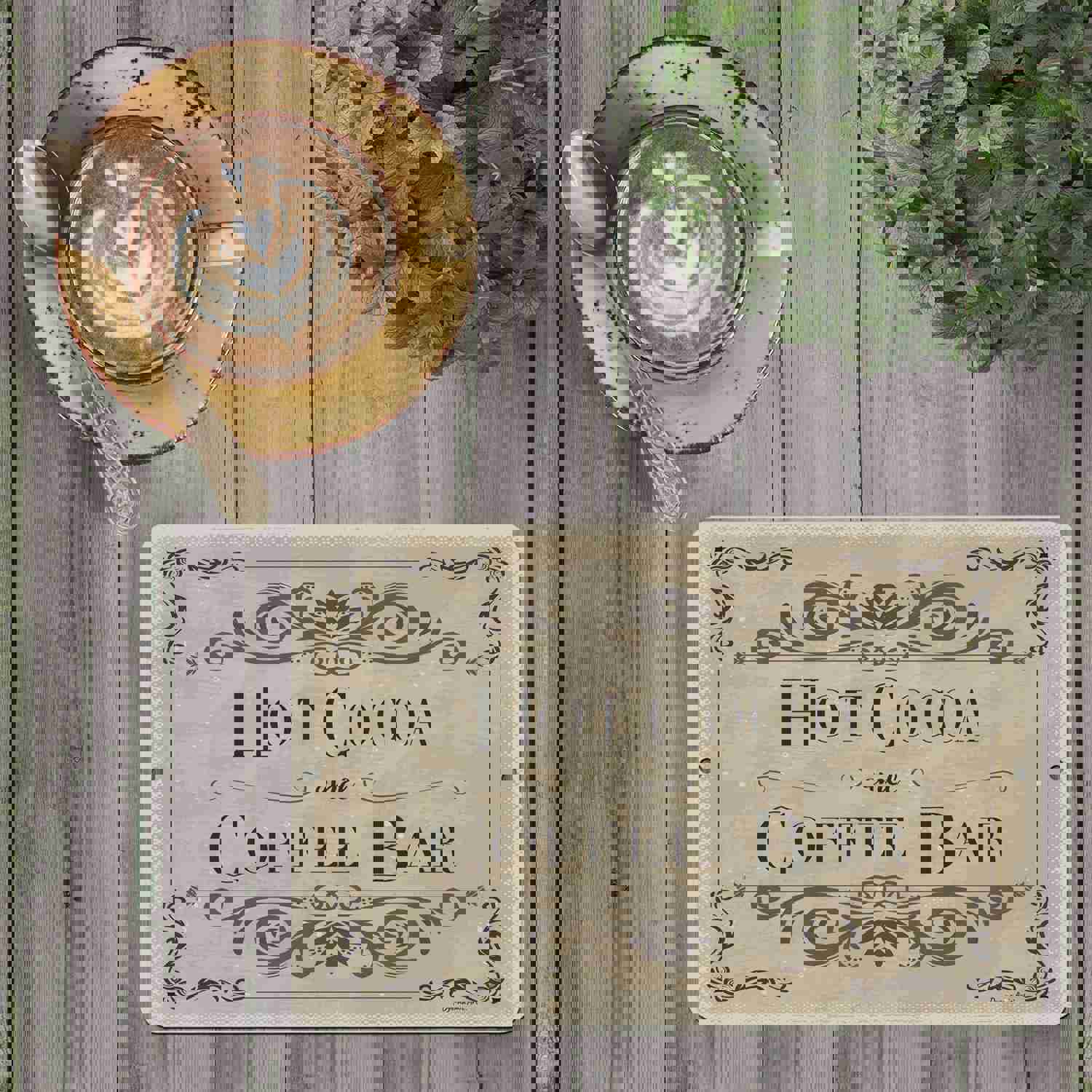 Rustic Metal Hot Cocoa Coffee Bar Sign - Handmade Kitchen Decor