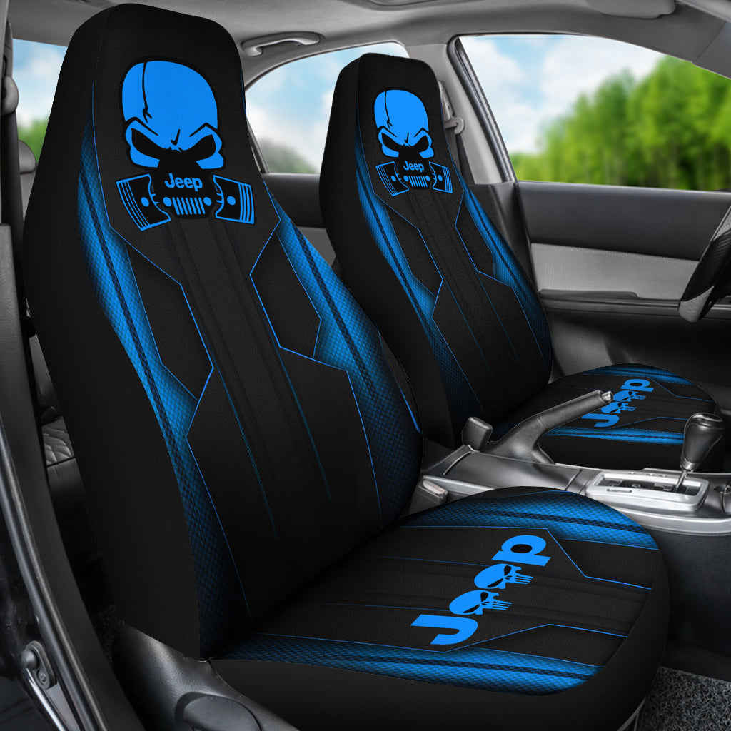 Jeep Skull Cosmos Blue Custom Car Seat Covers - Ci220602-08