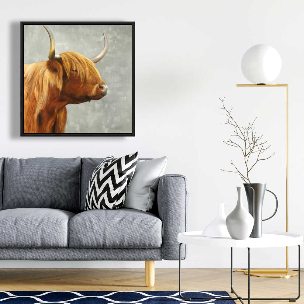 Beautiful Highland Cattle Fine Art Gallery Wrapped Canvas 36x36