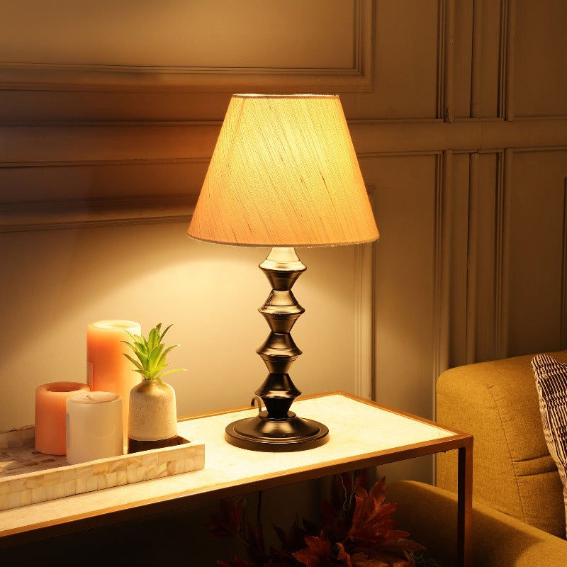BTR CRAFTS Modern Metal Table Lamp With Conical Cotton Shade