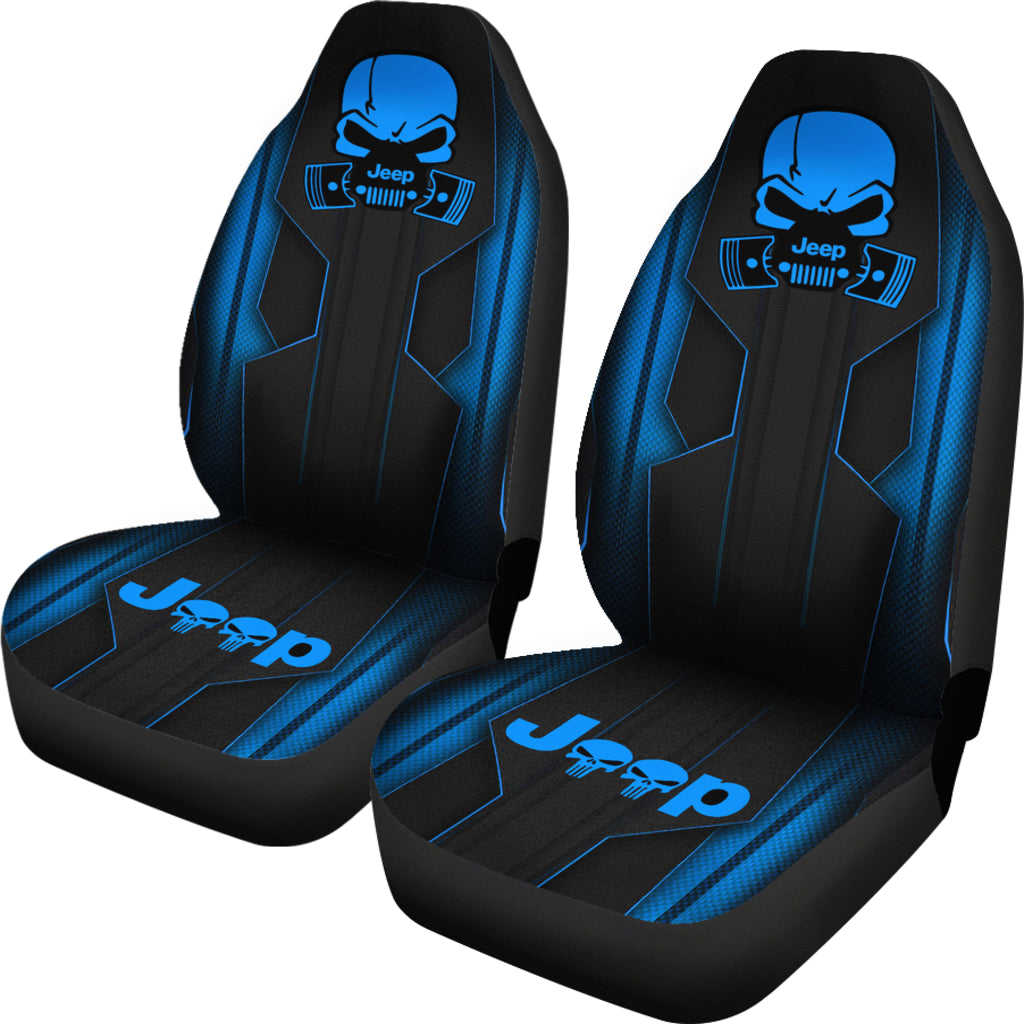Jeep Skull Cosmos Blue Custom Car Seat Covers - Ci220602-08