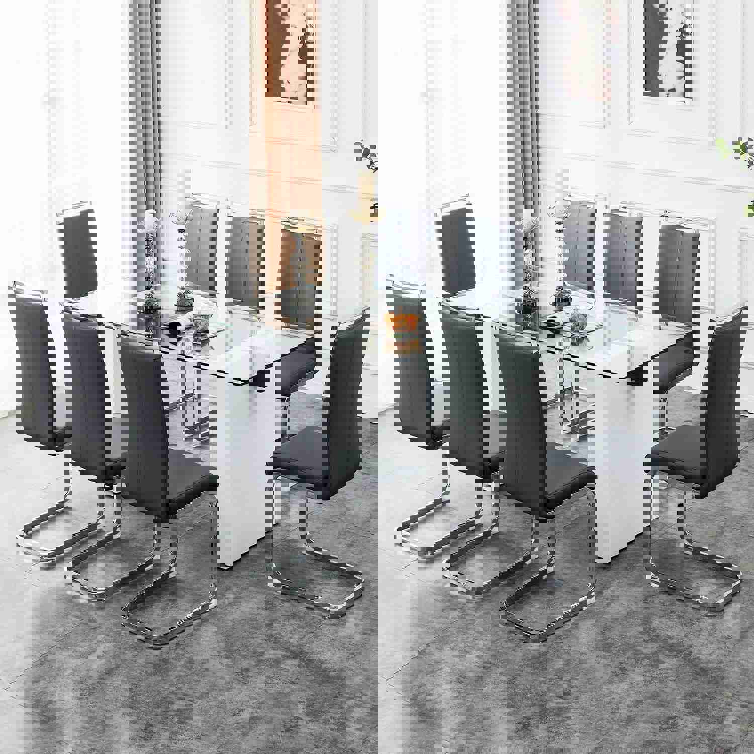 Large Modern Simple Rectangular Glass Dining Table for 6-8 People