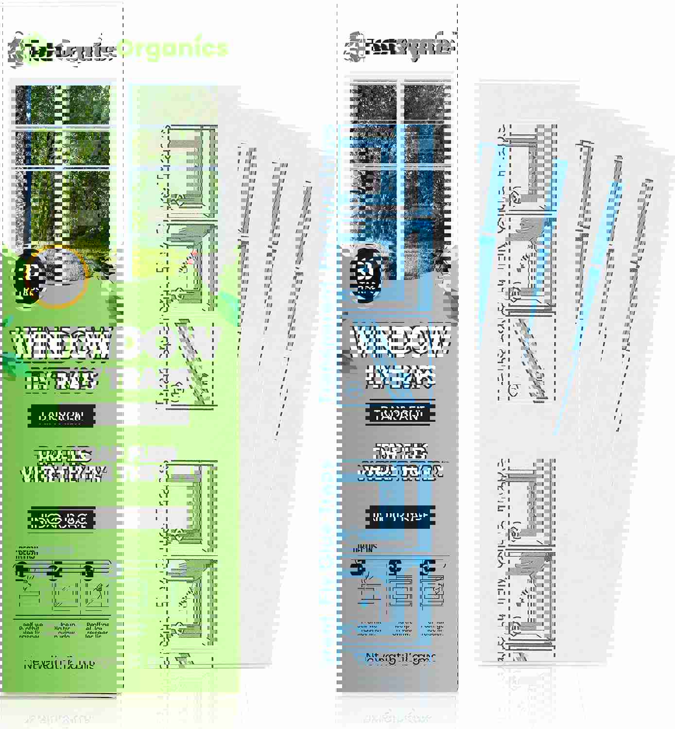 TechOrganics Clear Window Fly Traps - Pack of 30 for Indoor & Outdoor Use