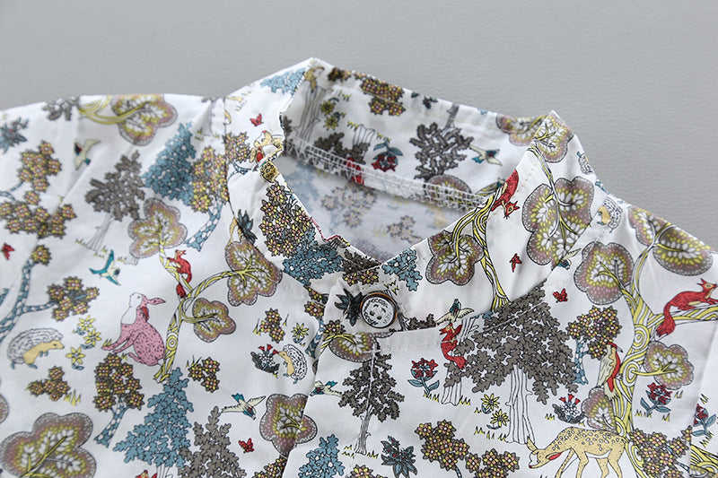 MOF Kids Boys Summer Floral Print Shirt and Shorts Set