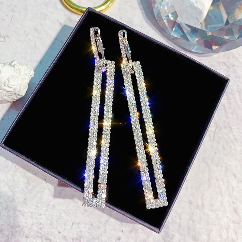 Ladies Hoop Dangle Crystal Earrings - Elegant Wedding & Prom Jewelry