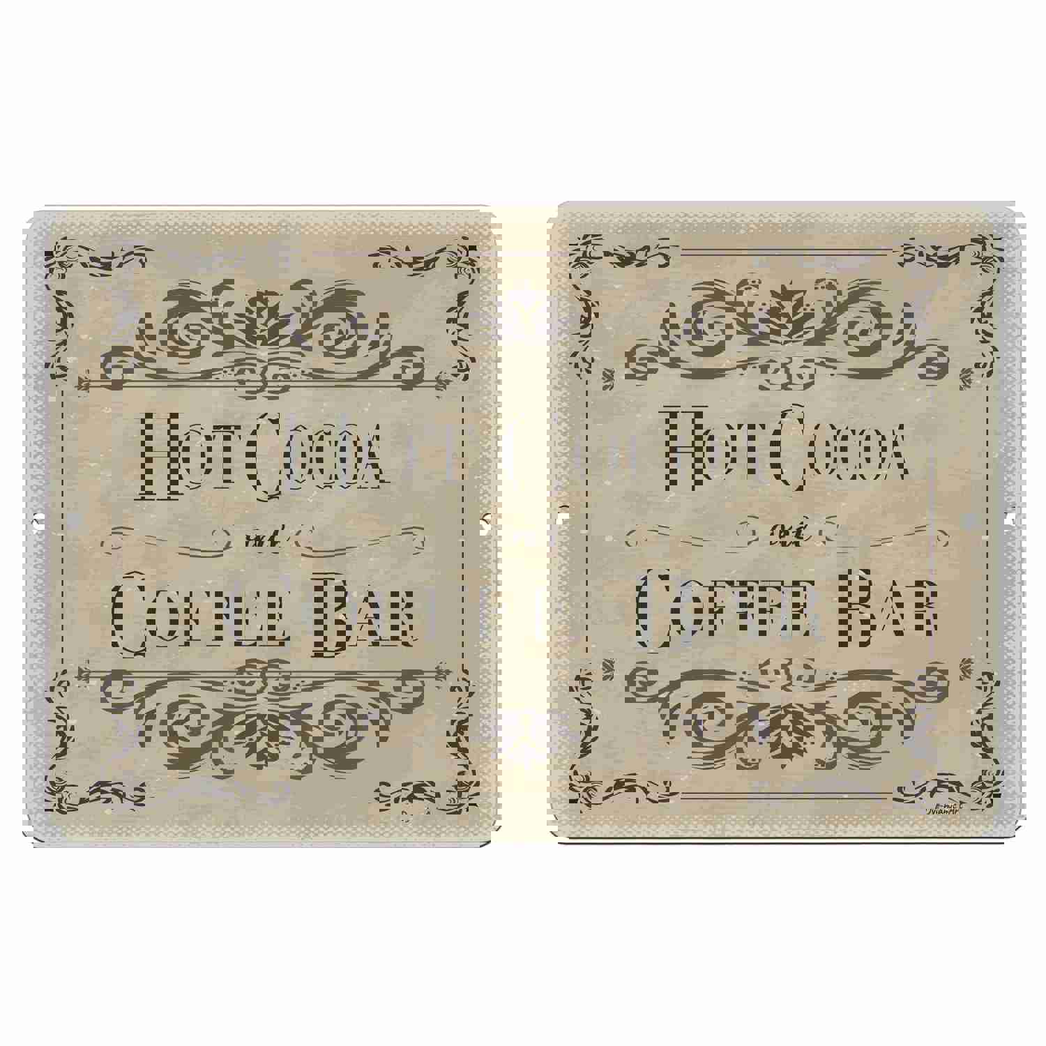 Rustic Metal Hot Cocoa Coffee Bar Sign - Handmade Kitchen Decor