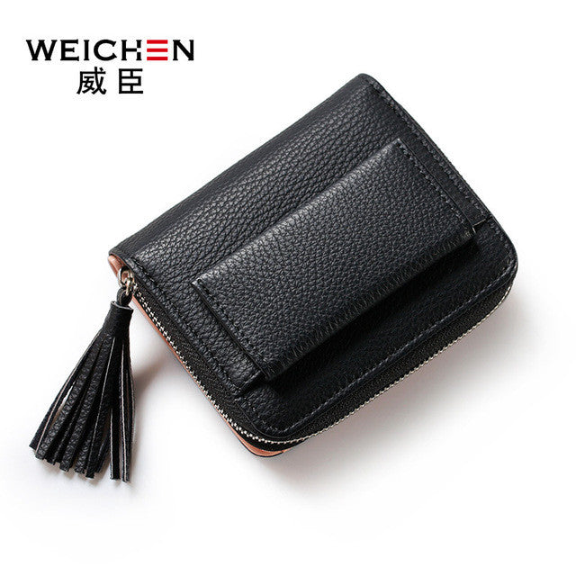 Fashion Women's PU Leather Short Wallet with Tassel Pendant