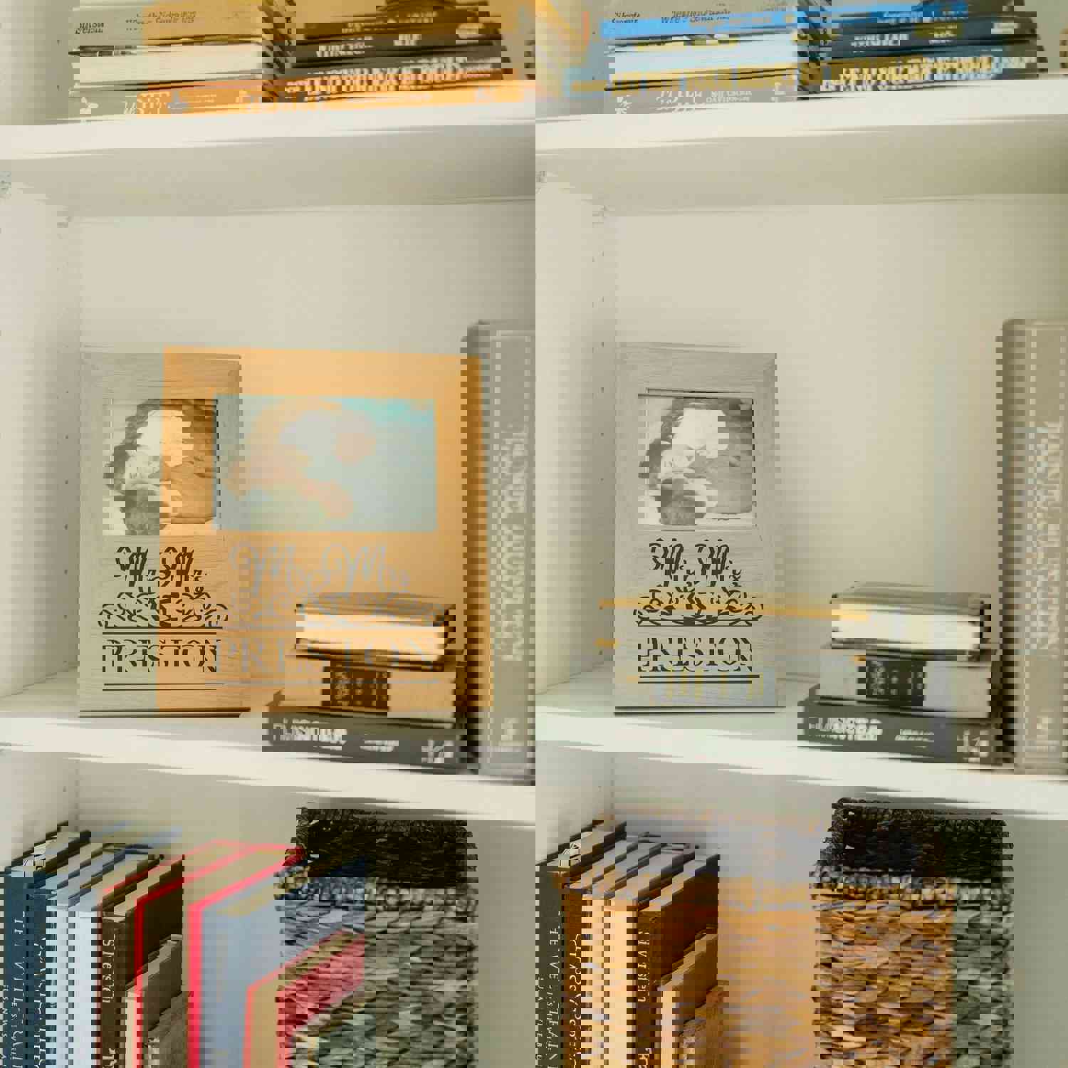 Mr & Mrs Personalized Wood Photo Frame - Custom Wedding & Anniversary Gift