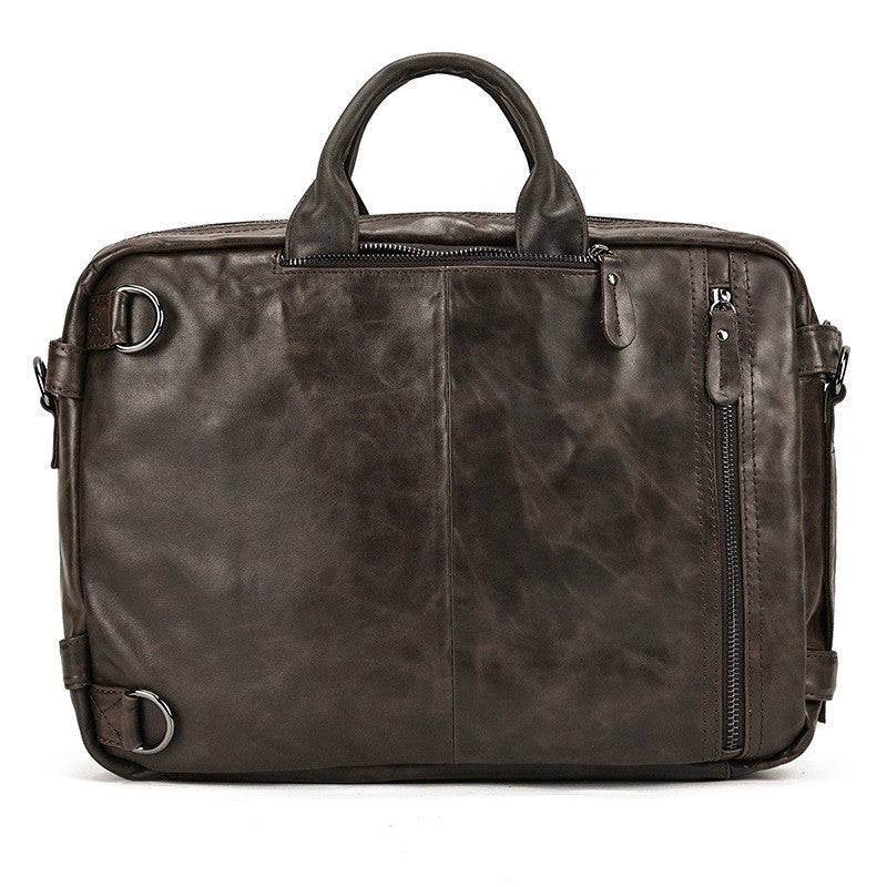Mens Leather Briefcase Multifunctional Handbag with Large Capacity Full-grain Cowhide Business Bag