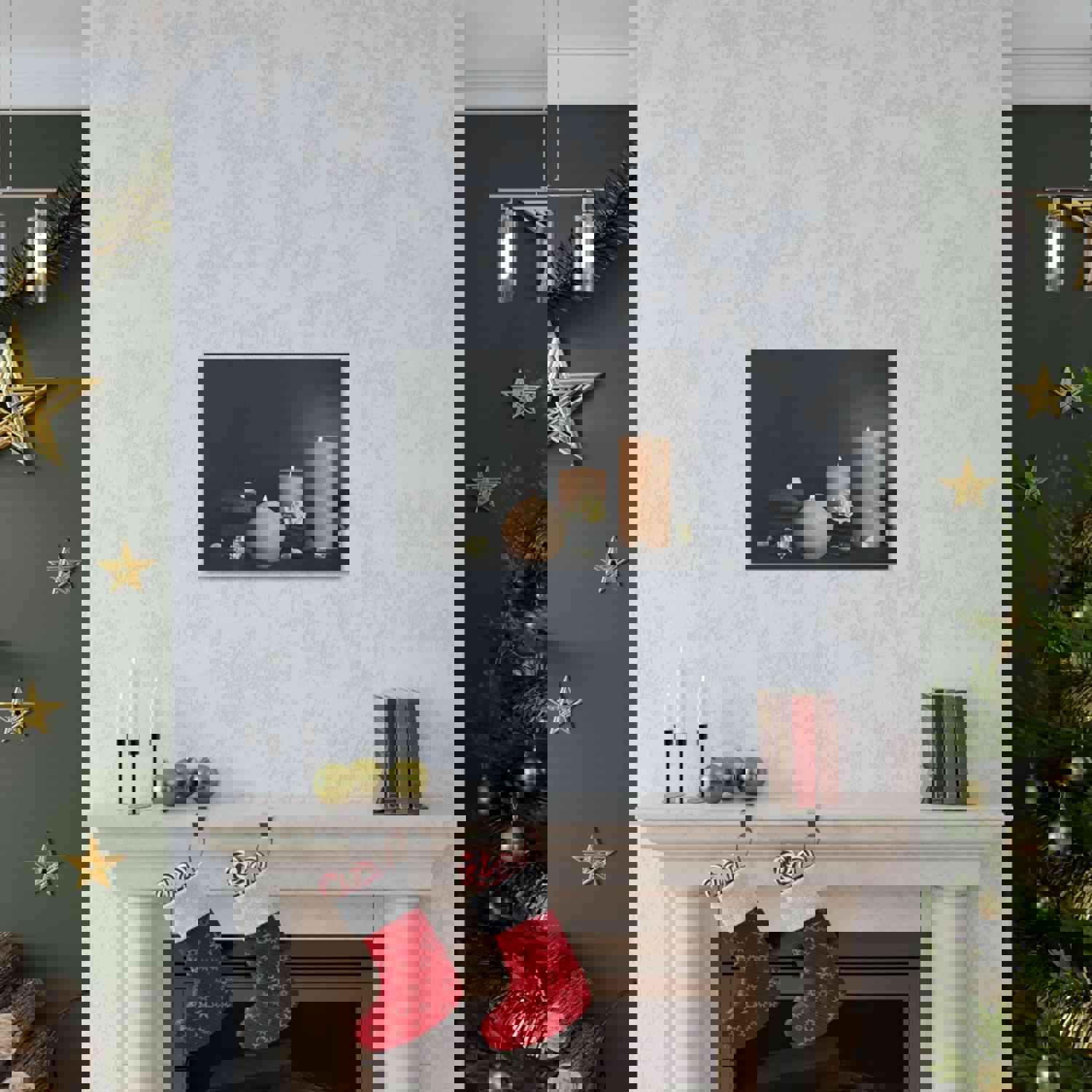 Spa Burning Candles Forest Floral Nature Photography Canvas Wall Art for Home Decor