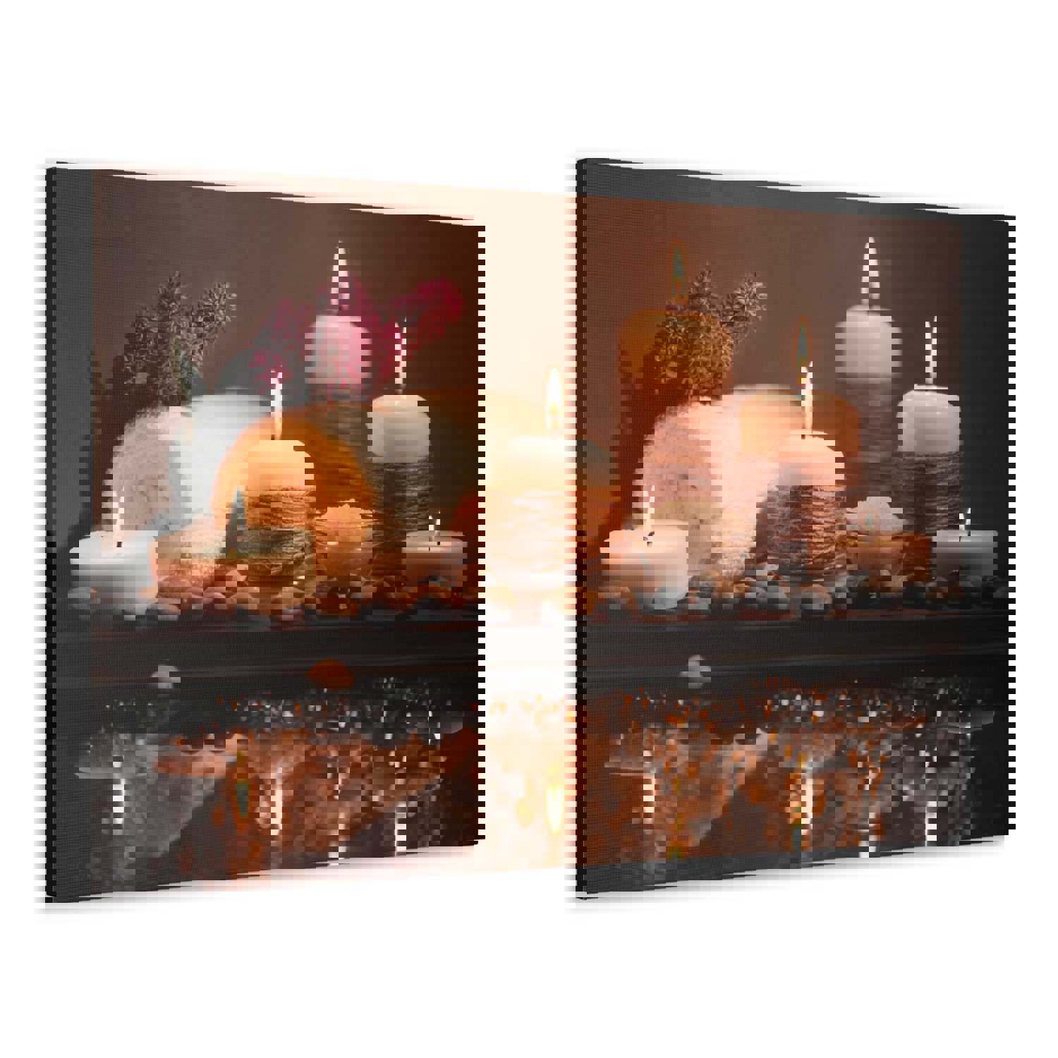 Pebbles and Aromatic Candles Forest Floral Nature Photography Canvas Wall Art