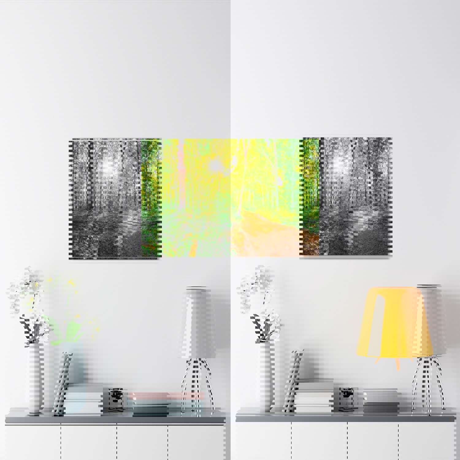 Green Forest Sunlight Nature Wilderness Photography Canvas Wall Art for Home Decor