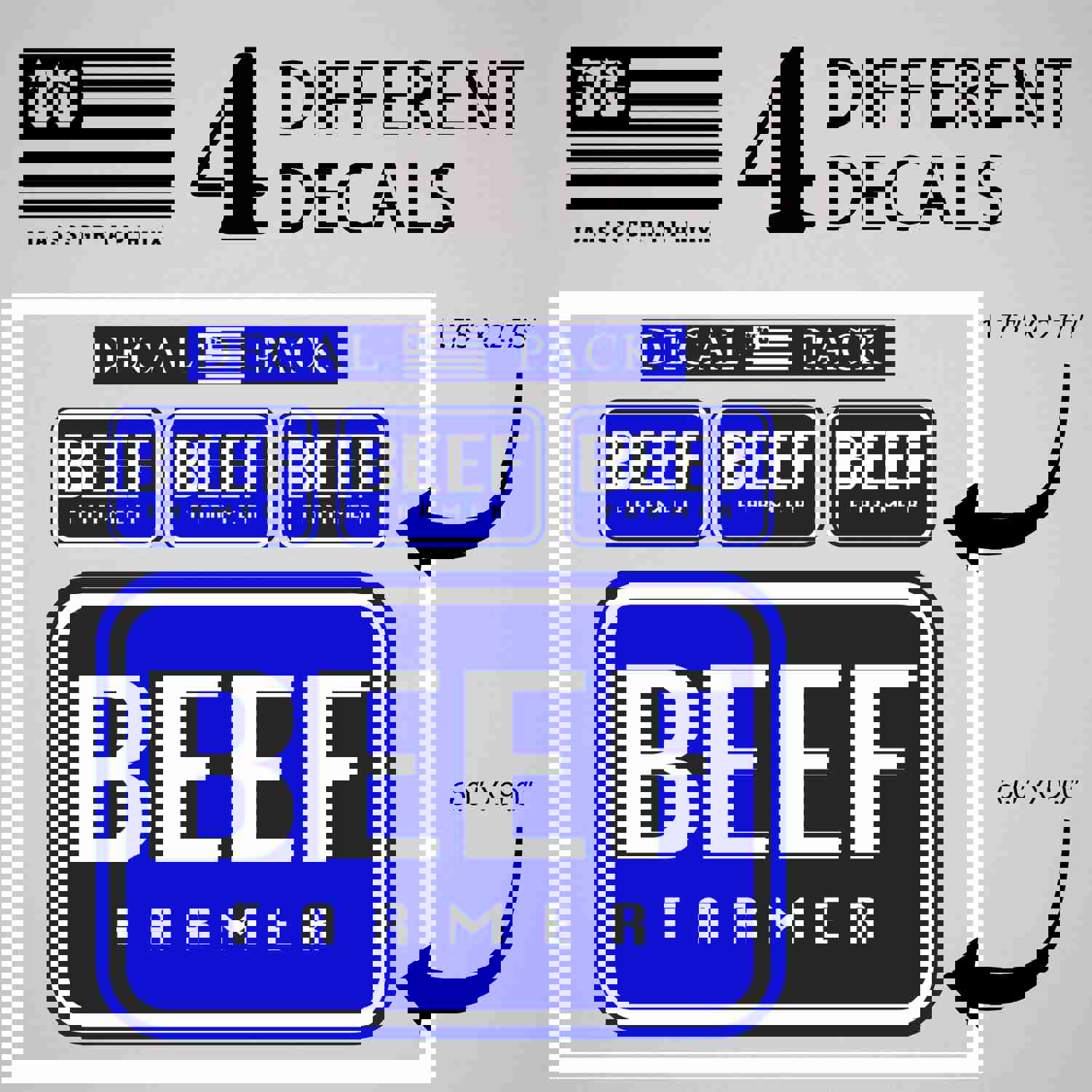 BEEF Farmer Decal Pack of 4 Stickers – Durable Outdoor Vinyl for Farming Enthusiasts