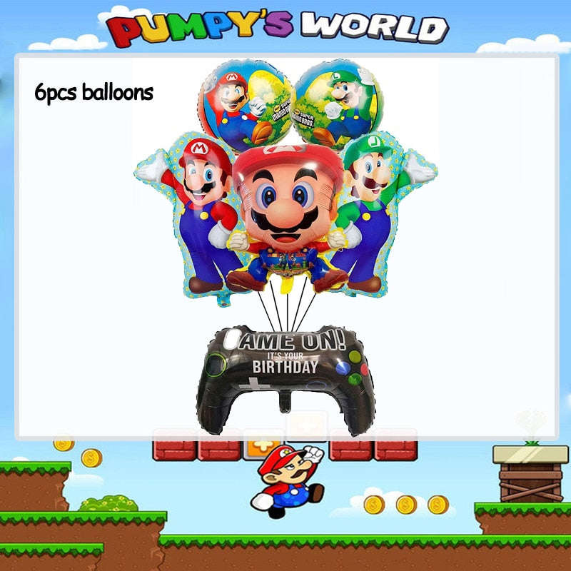 Super Mario Bros Party Decorations Set - Stickers, Flags, Bags, Cake Toppers & More